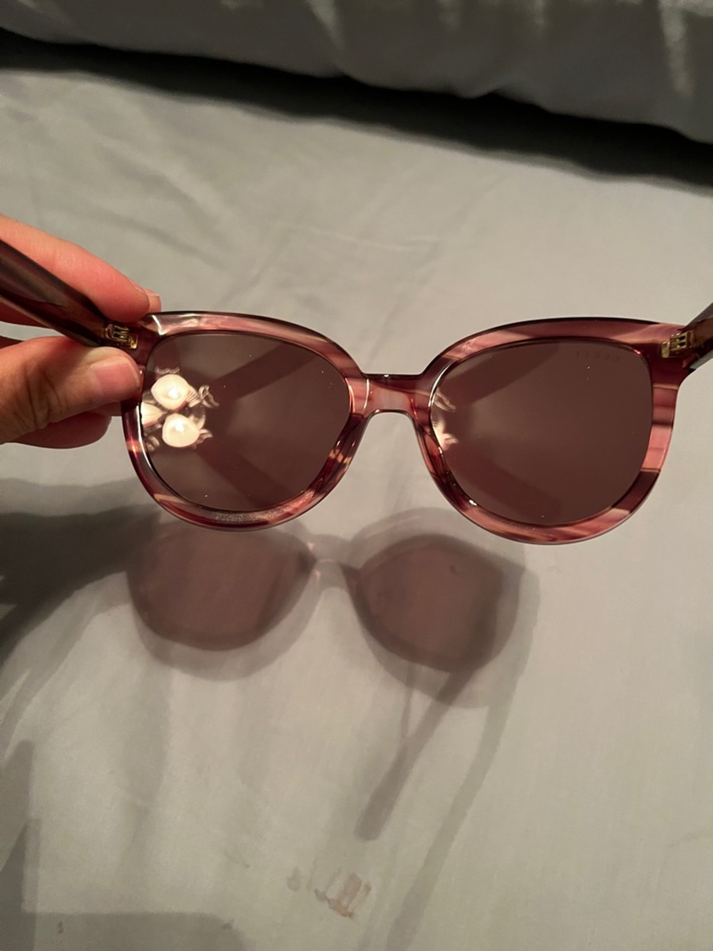 Gucci Burgundy Crystal Cat-Eye Sunglasses - Picture 5 of 9